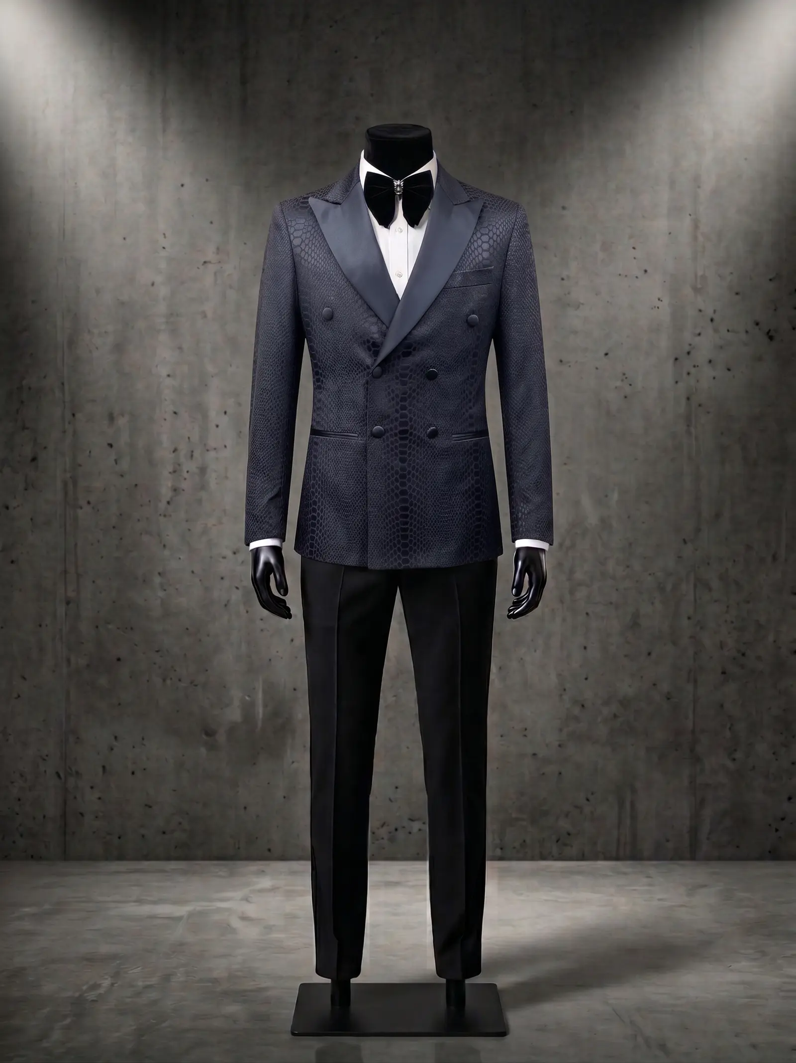 Black croc jacquard Aston tuxedo