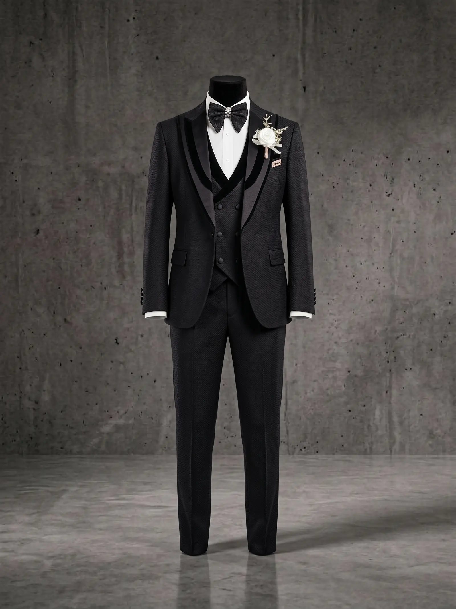 Black Connaught three piece tuxedo