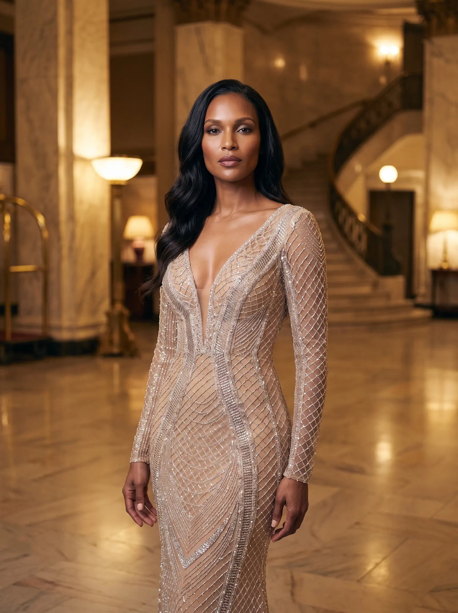 Champagne Aura mermaid gown occasion photograph
