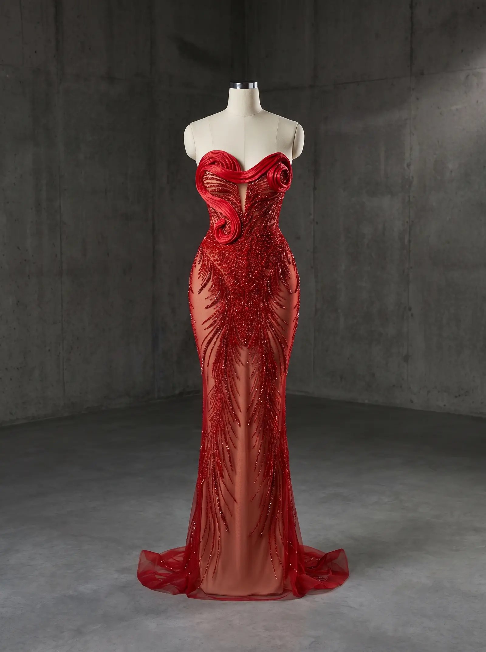 Scarlet Flare gown, mannequin