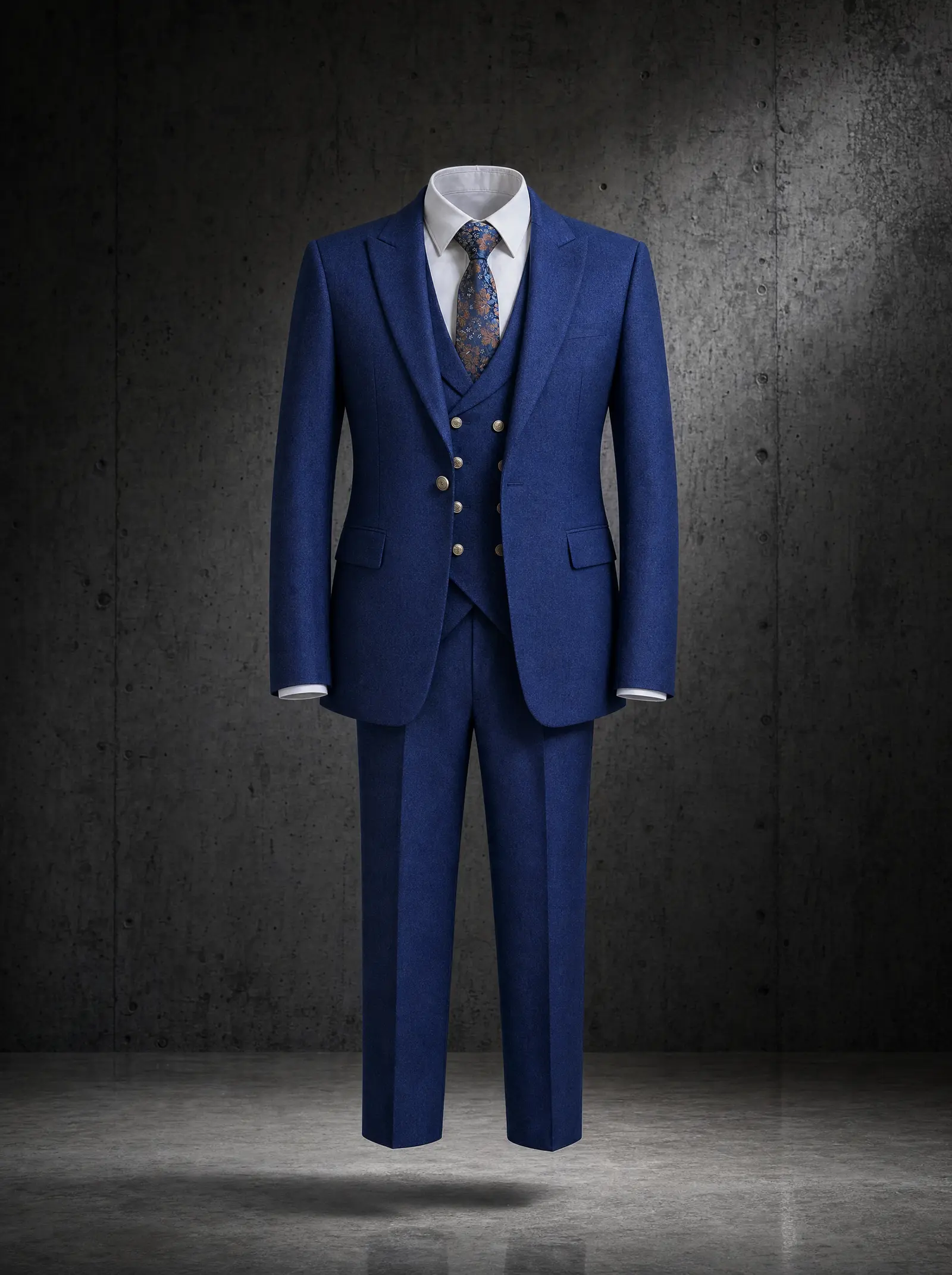 Royal blue Gideon three piece suit, ghost