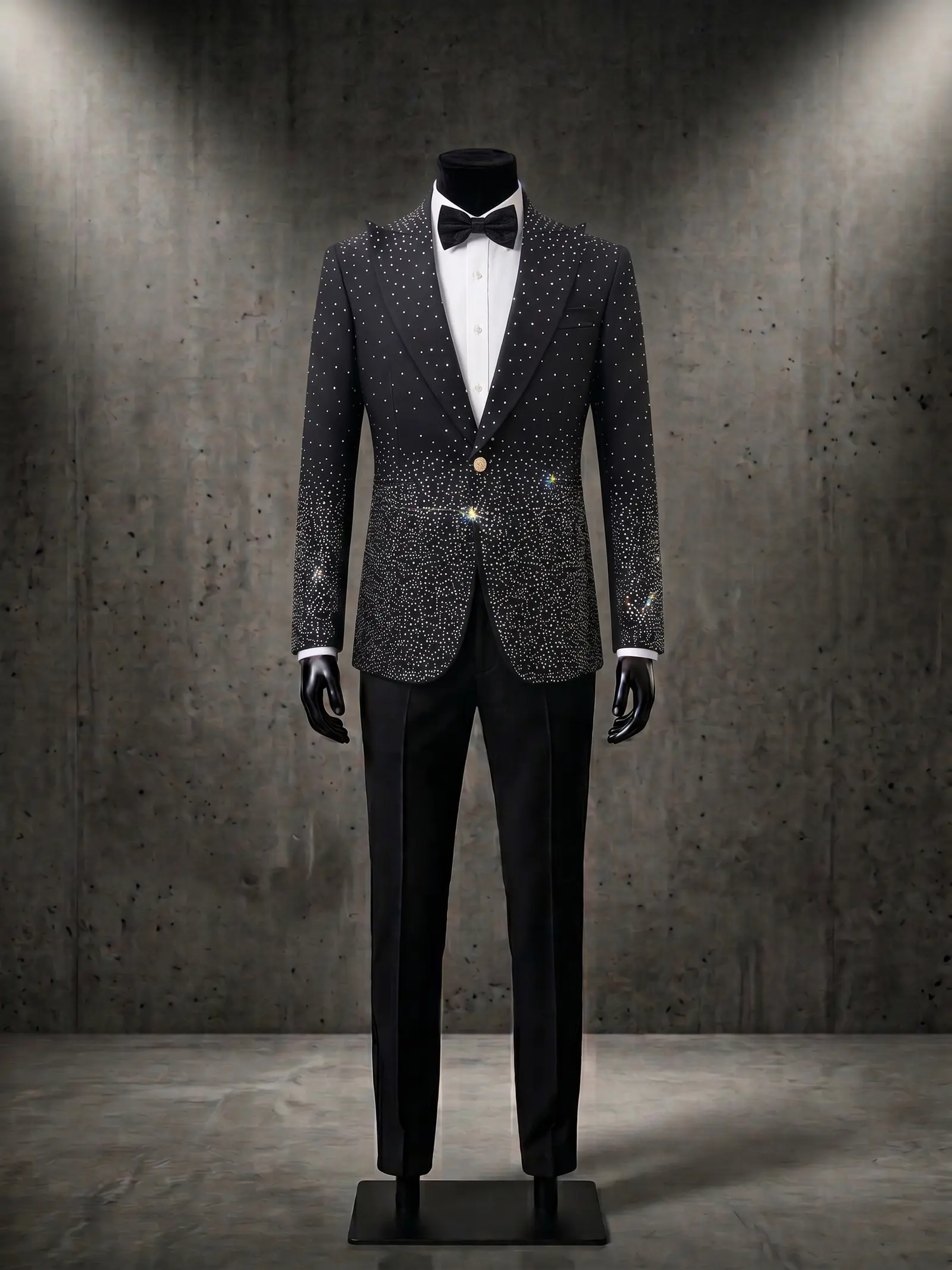 Black crystal Stellan three piece tuxedo