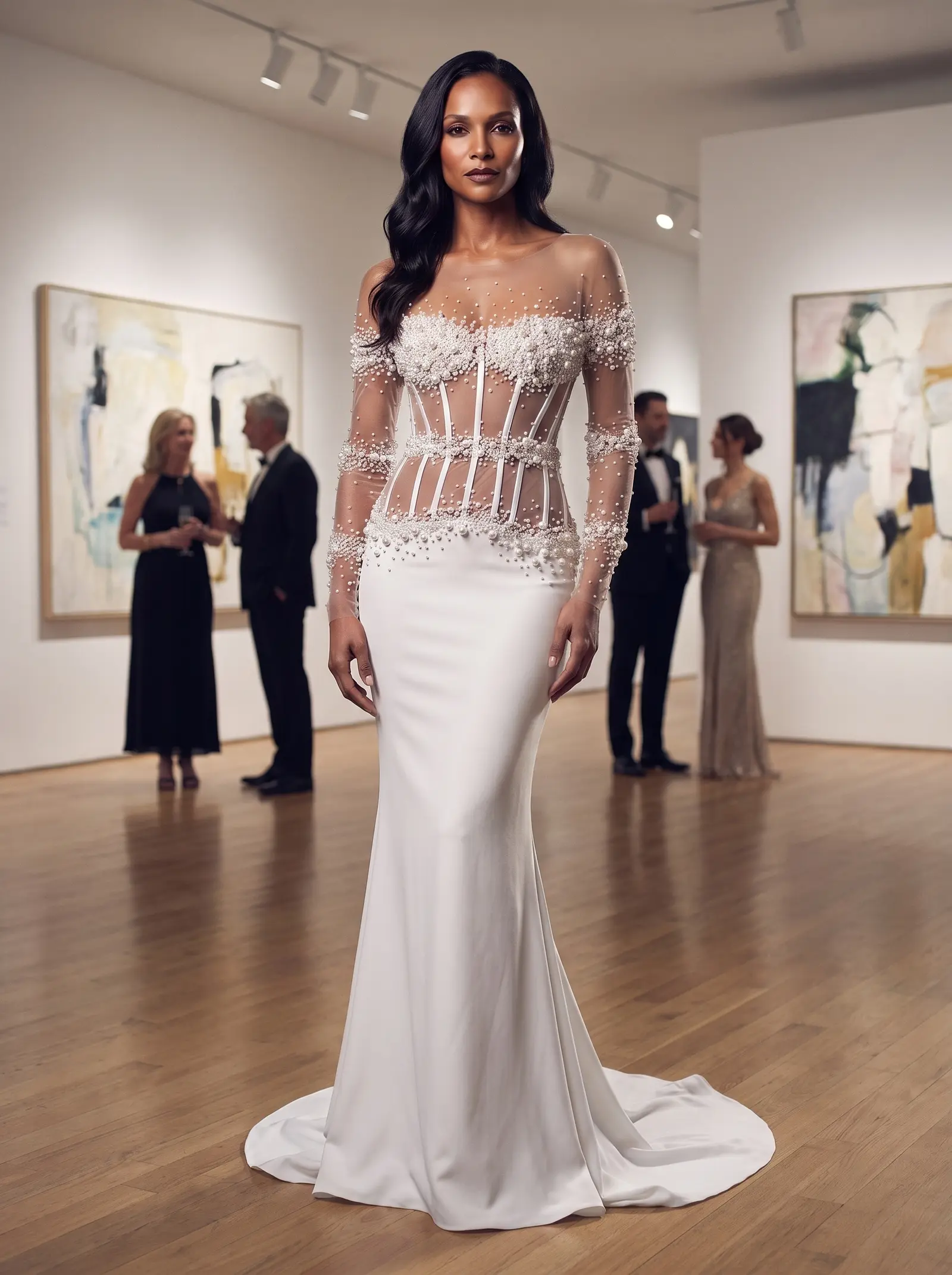 Ivory pearl Heirloom mermaid gown occasion photograph