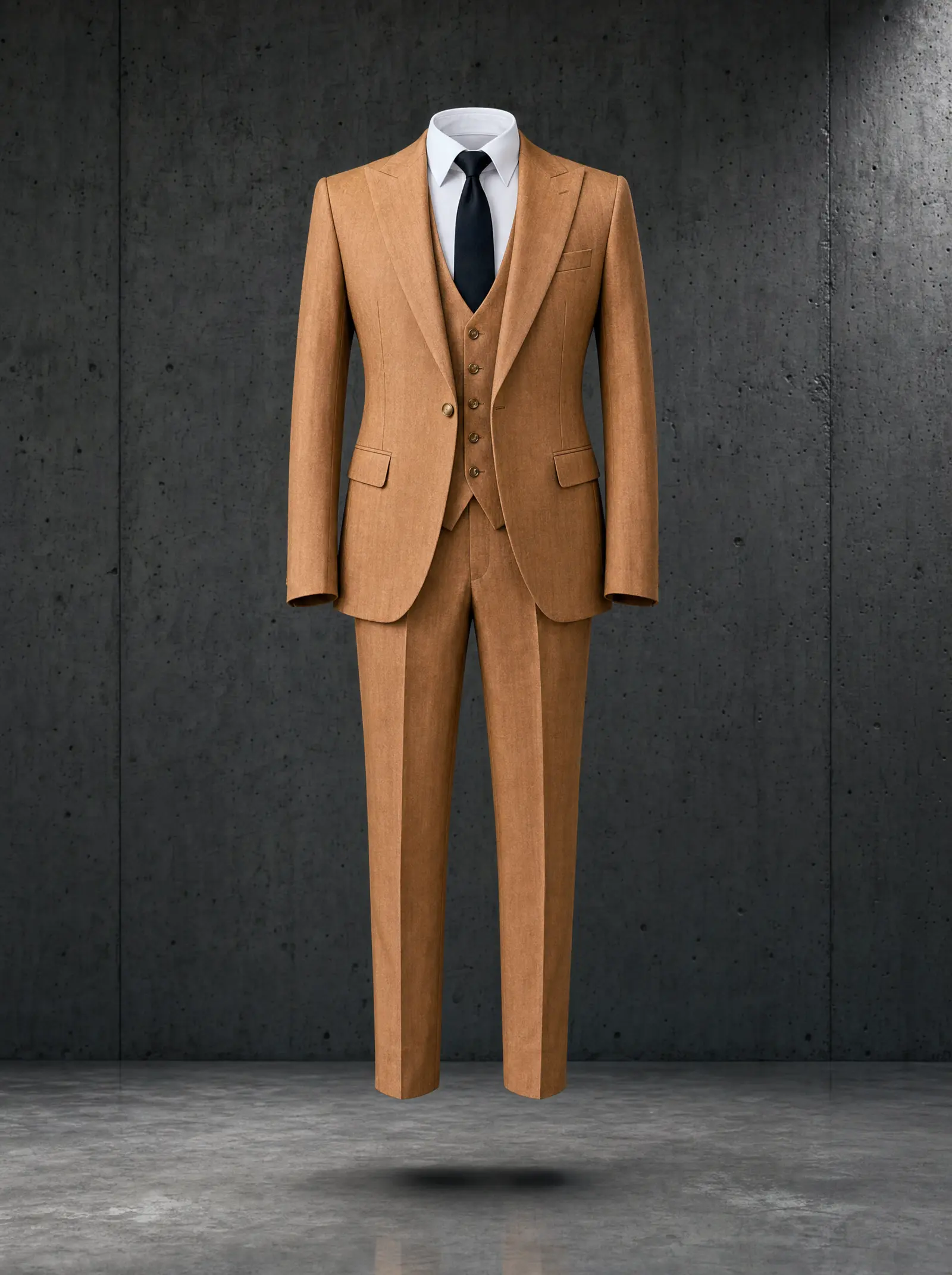 Copper herringbone Covenant three piece suit
