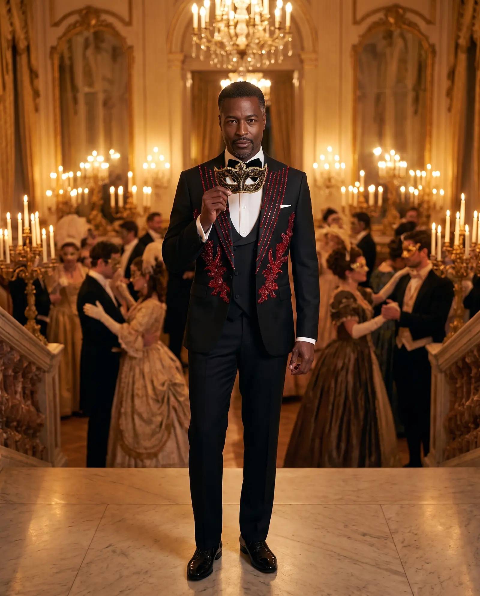 Black and red Crimson tuxedo
