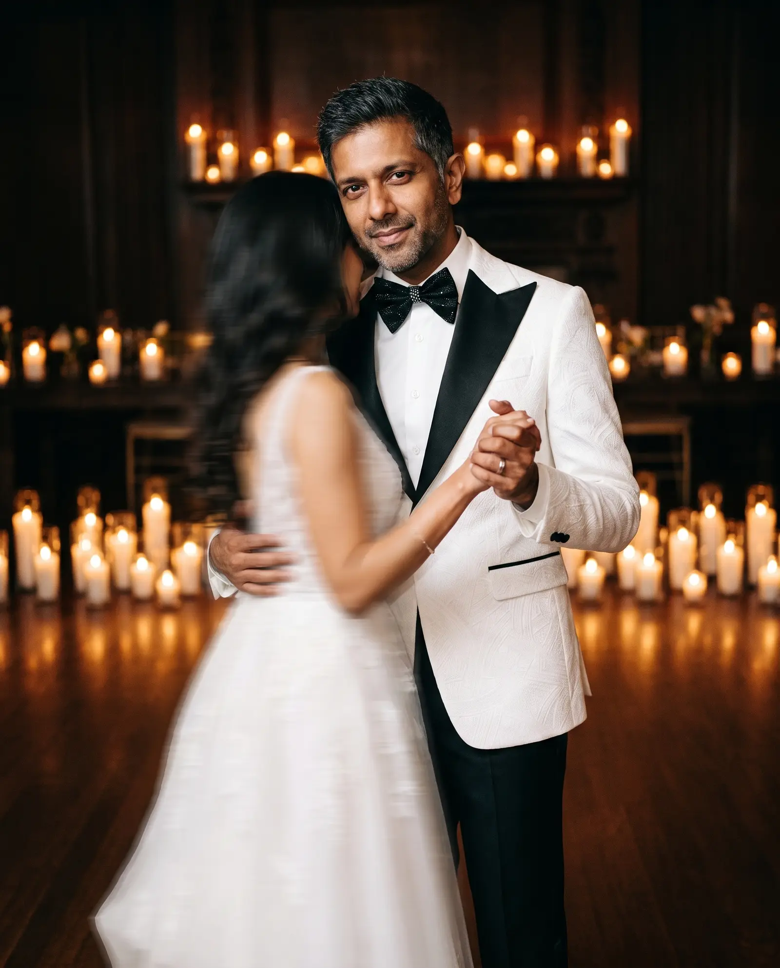 White jacquard Siena tuxedo occasion photograph
