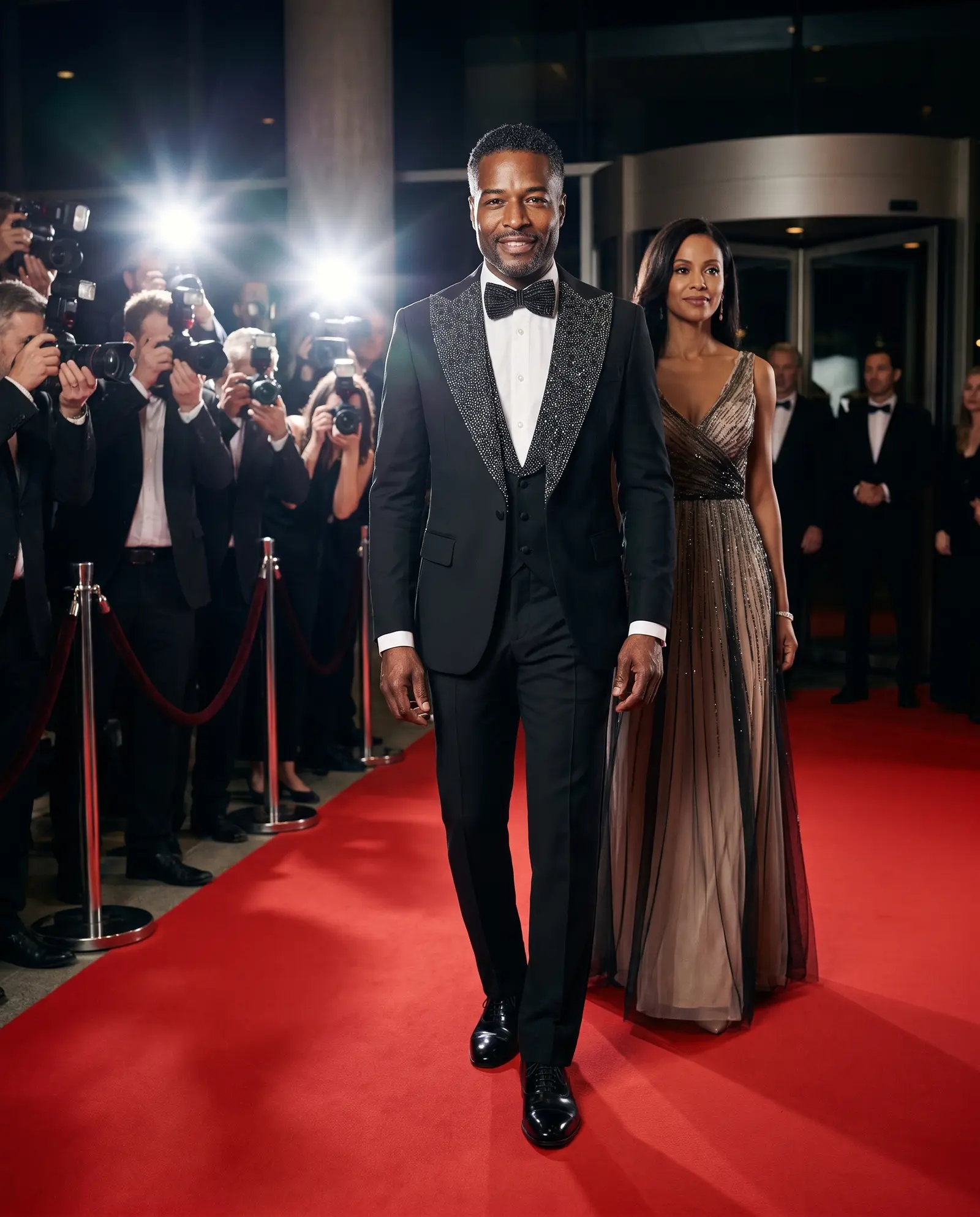 Black Monte Carlo three piece tuxedo occasion photograph
