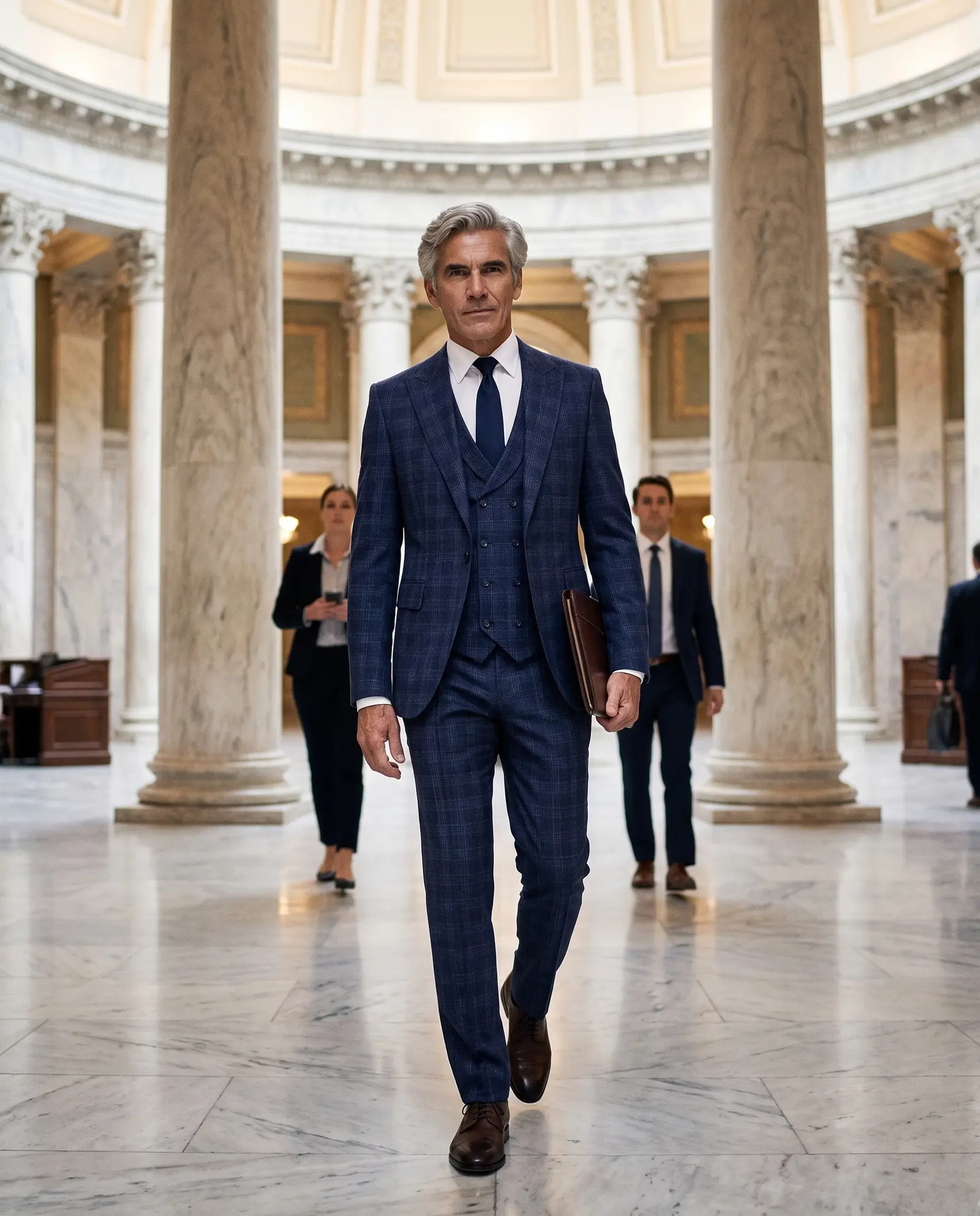 Navy plaid Langston three piece suit