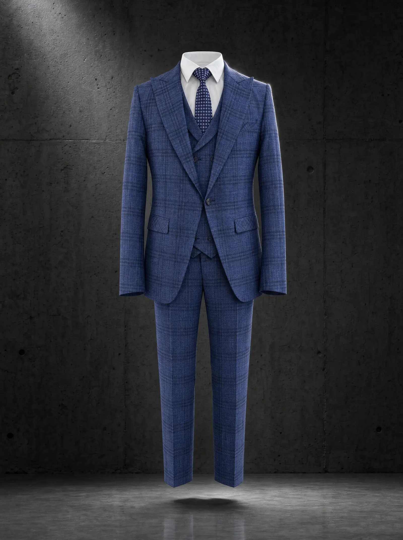 Blue glen check Hamilton three piece suit