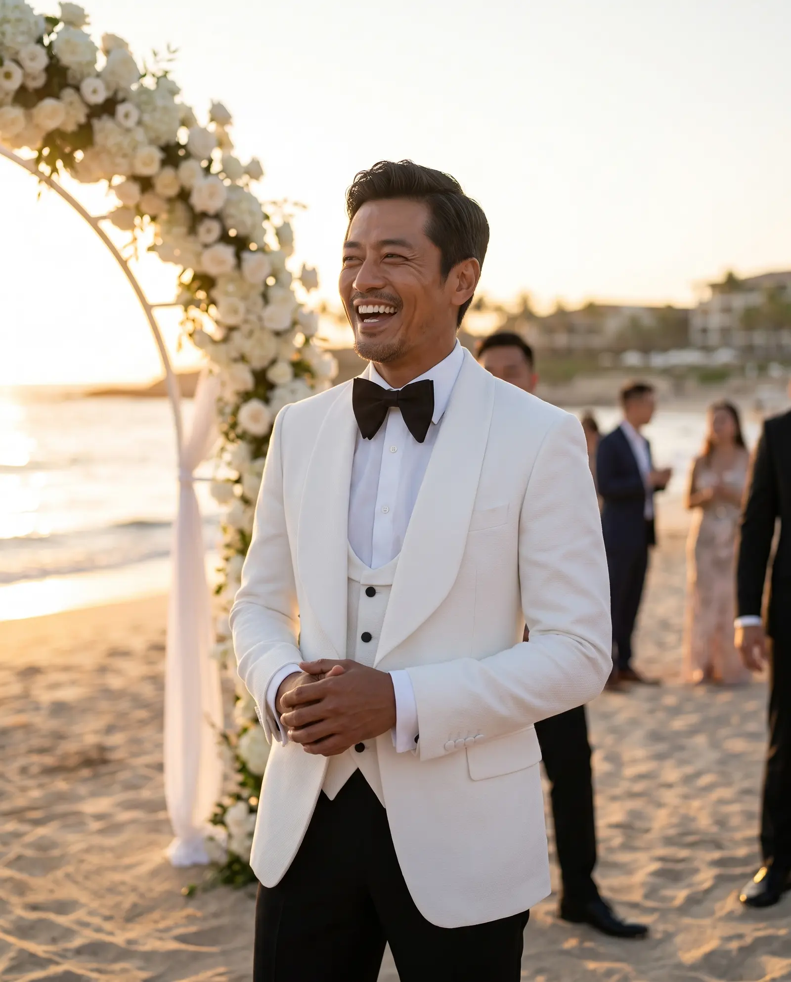 White Florence three piece tuxedo