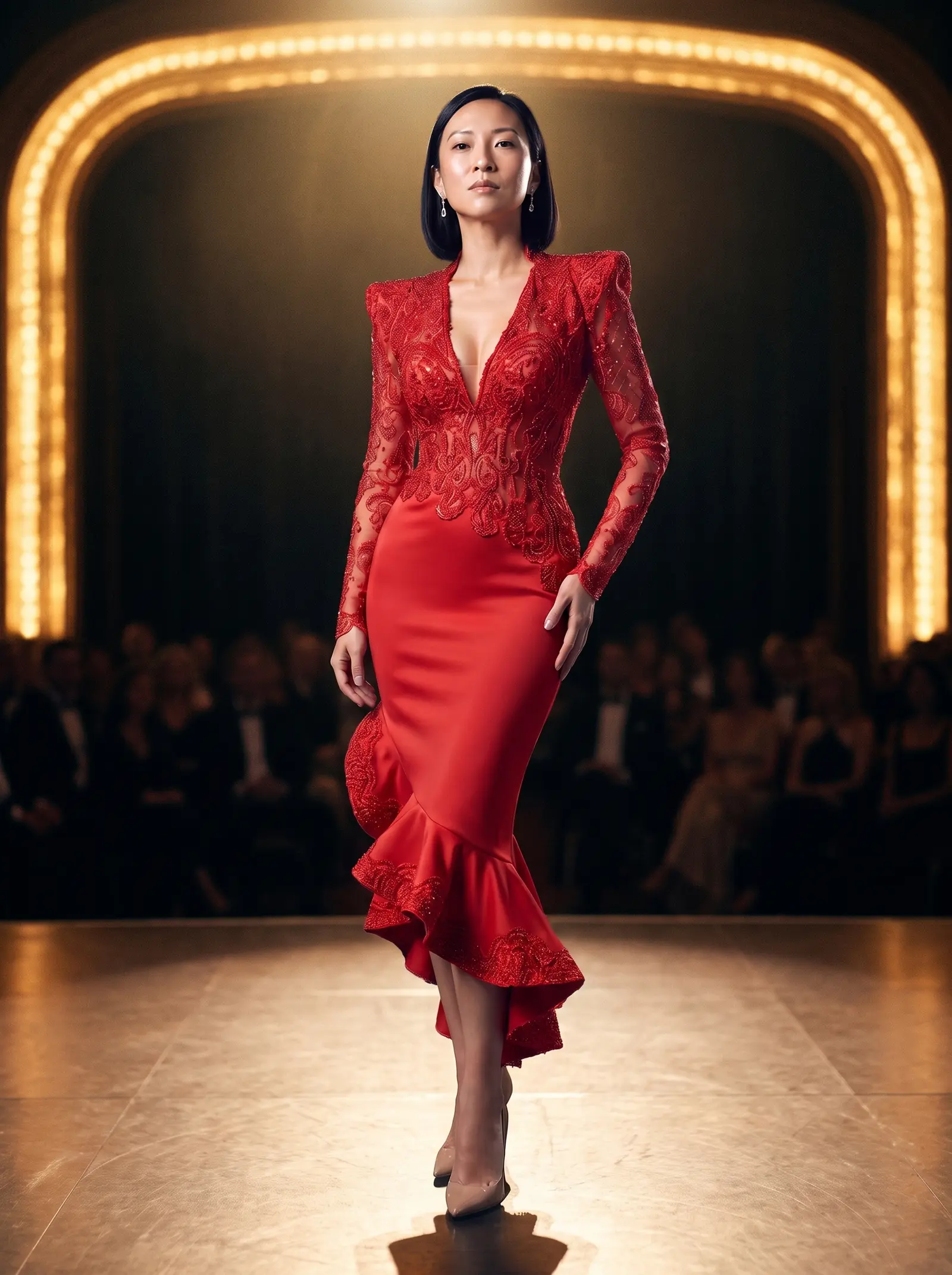 Scarlet Soirée midi gown occasion photograph
