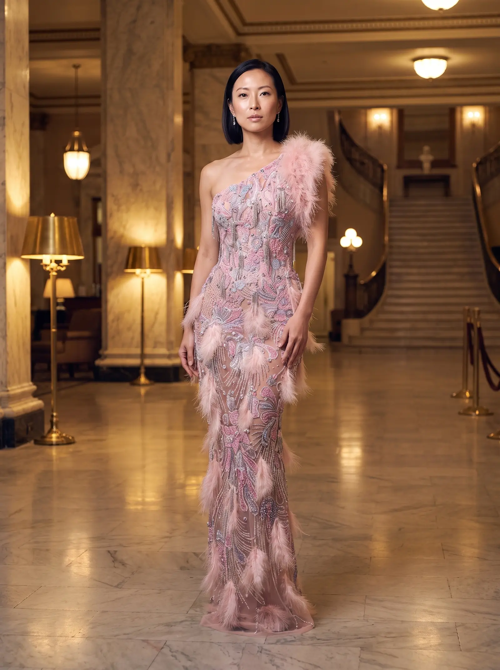 Blush Swan column gown occasion photograph