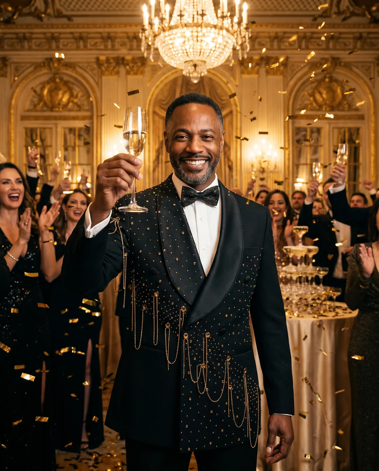 Black and gold Reign tuxedo