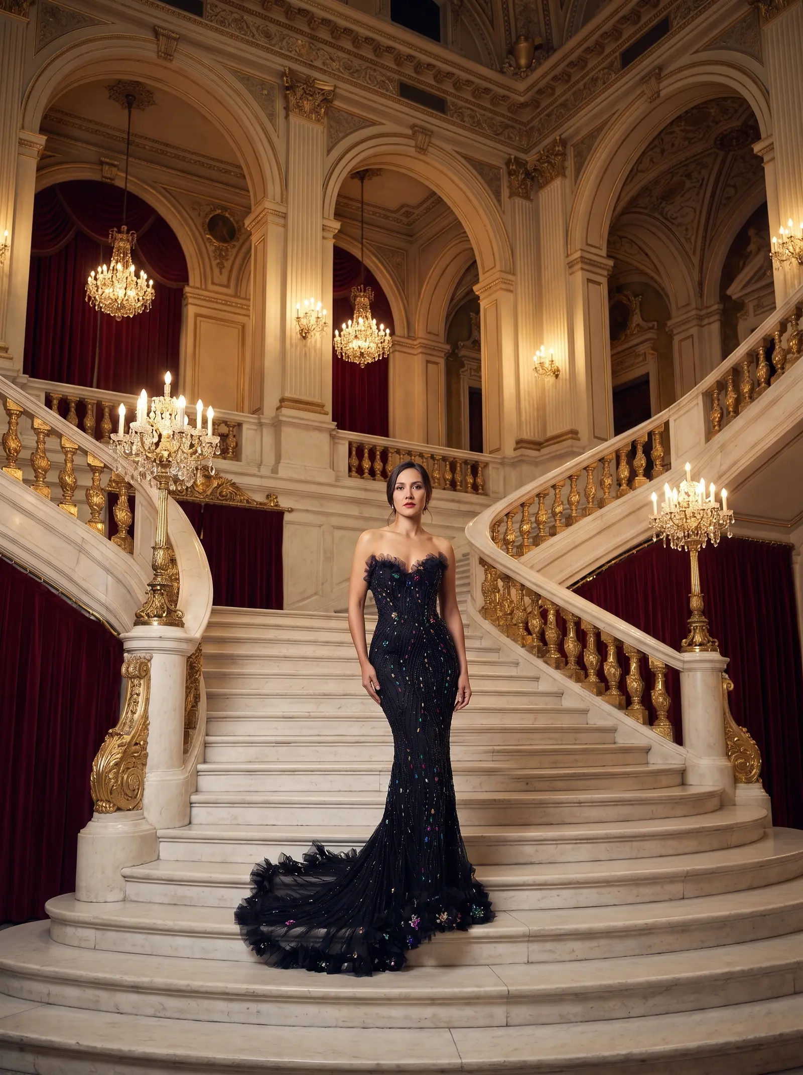Black Treasure mermaid gown occasion photograph