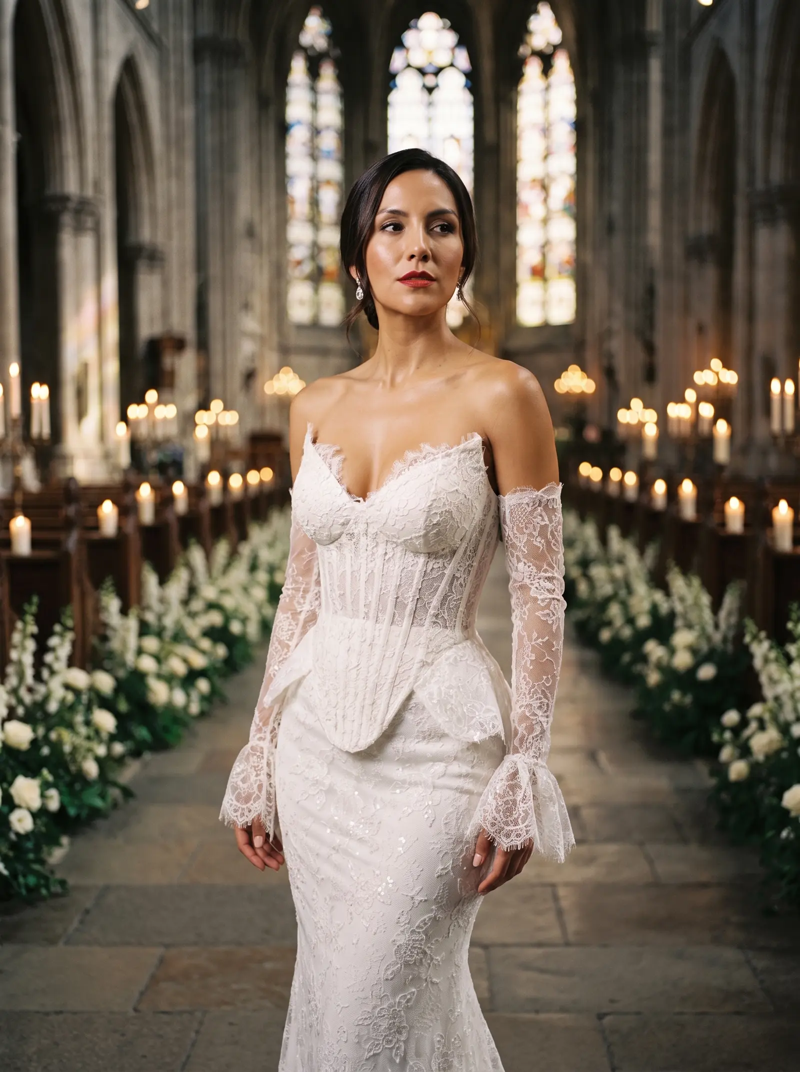 Ivory lace Grace bridal gown occasion photograph