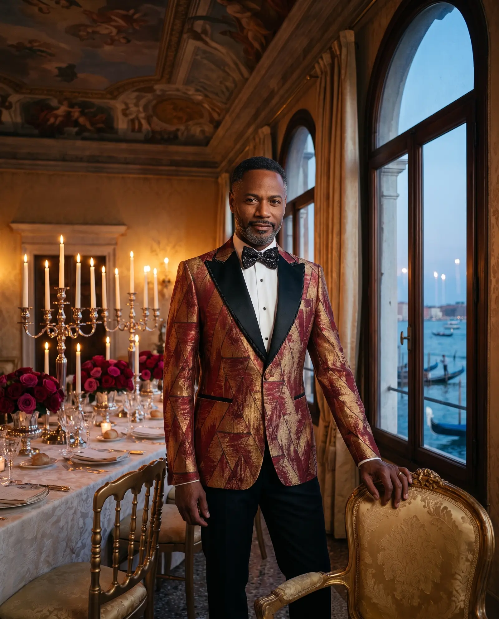 Wine and gold brocade Blaze dinner jacket