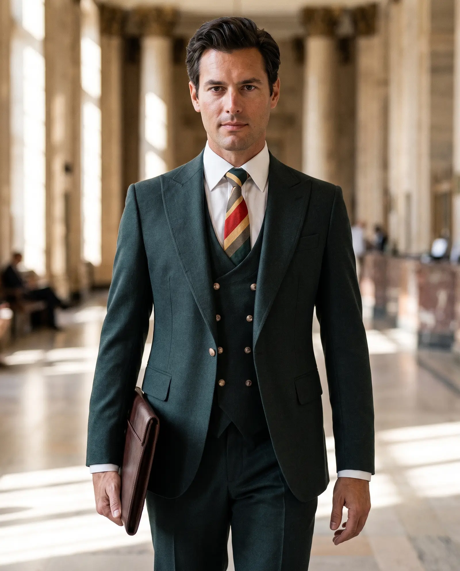 Forest green Ashford three piece suit occasion photograph