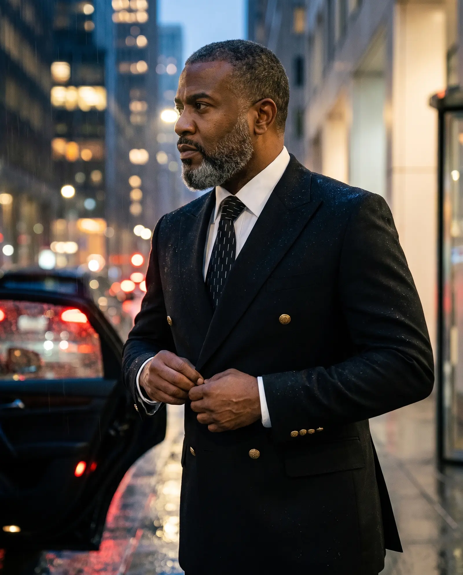Black Whitmore suit occasion photograph
