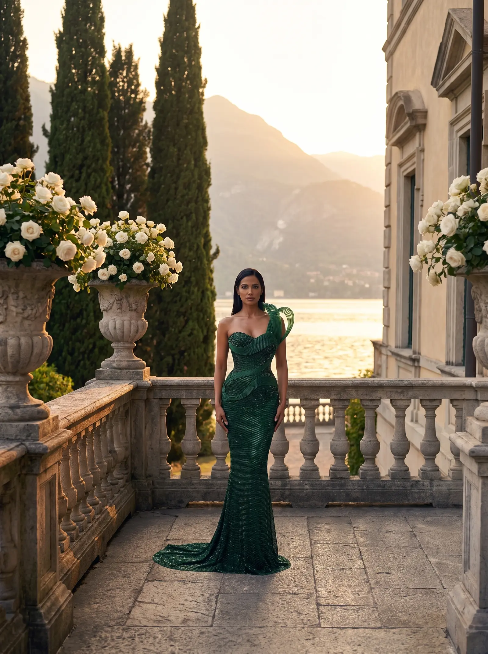 Emerald Serpentine mermaid gown occasion photograph