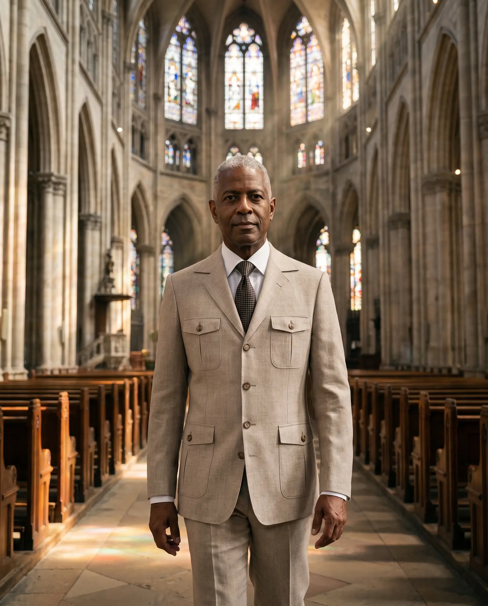Khaki linen weave Berea suit