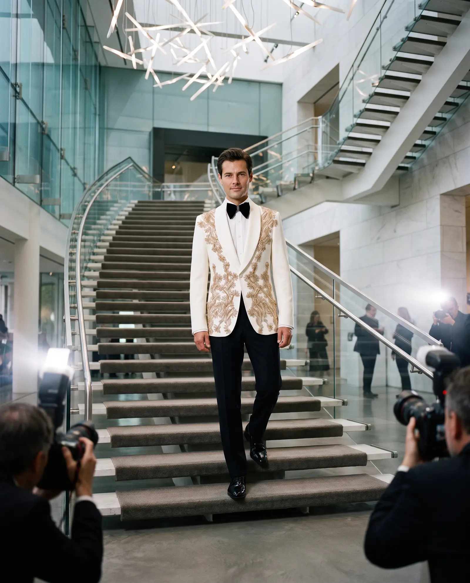 Cream and champagne Linen tuxedo