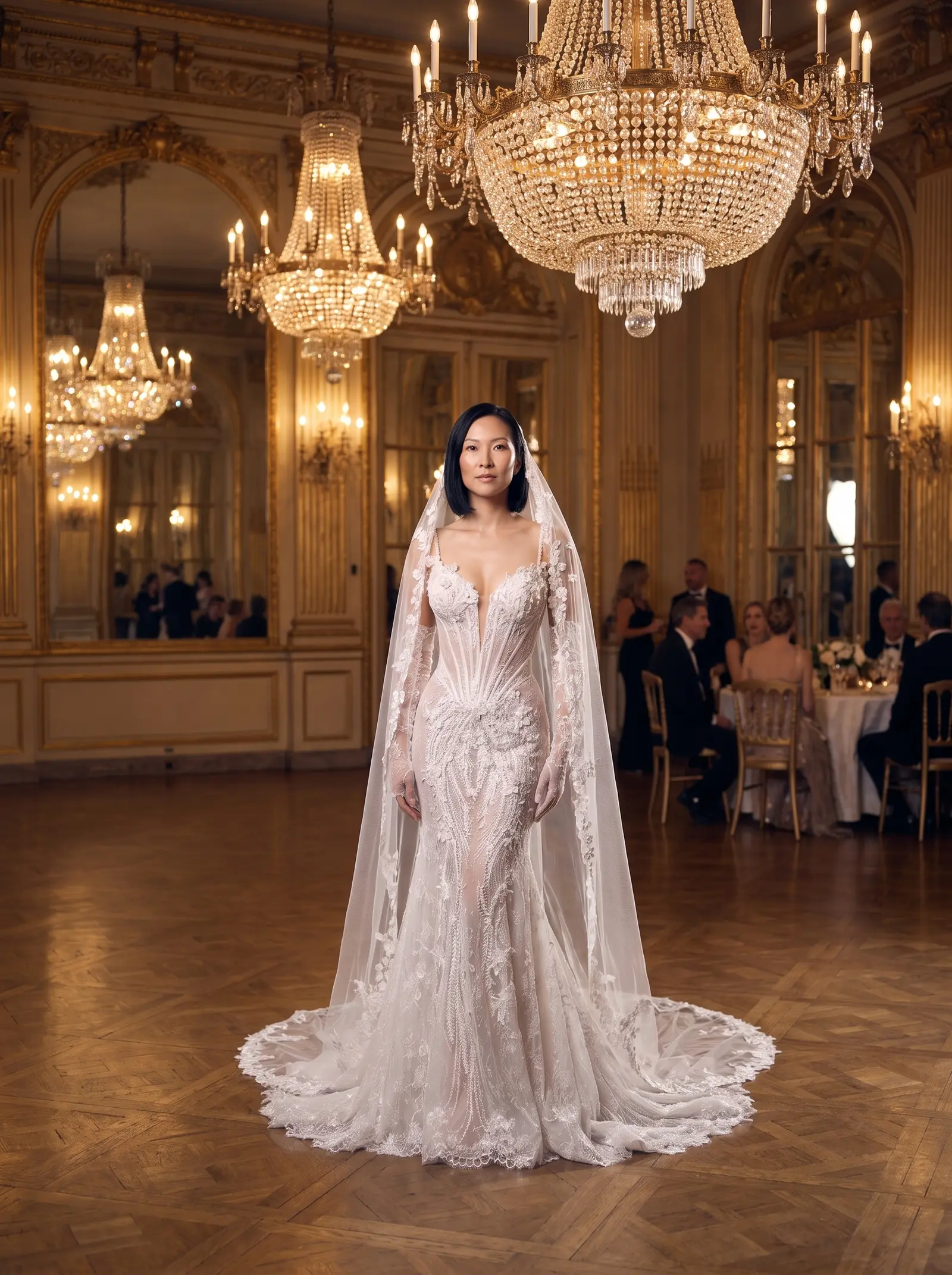 Ivory lace Devotion bridal gown occasion photograph