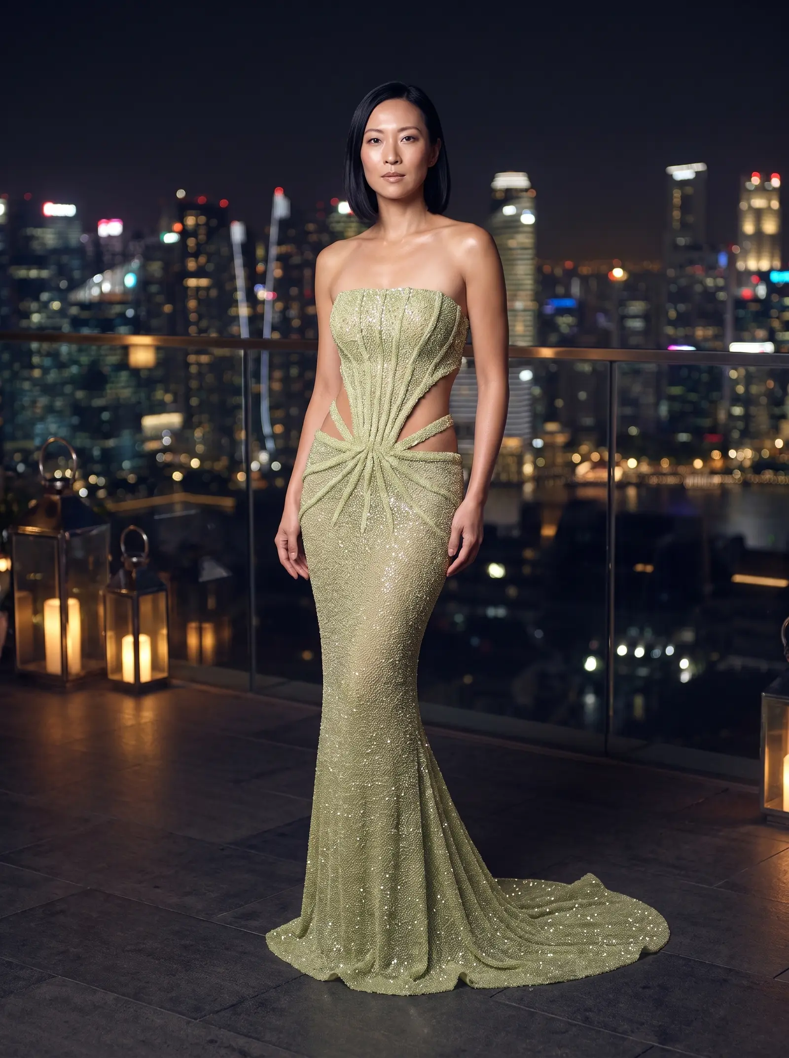Pistachio Sorbet mermaid gown occasion photograph