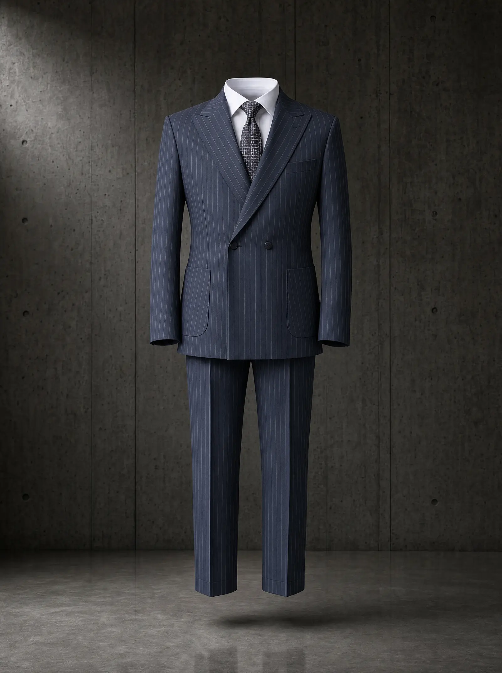 Teal grey pinstripe Harrington suit