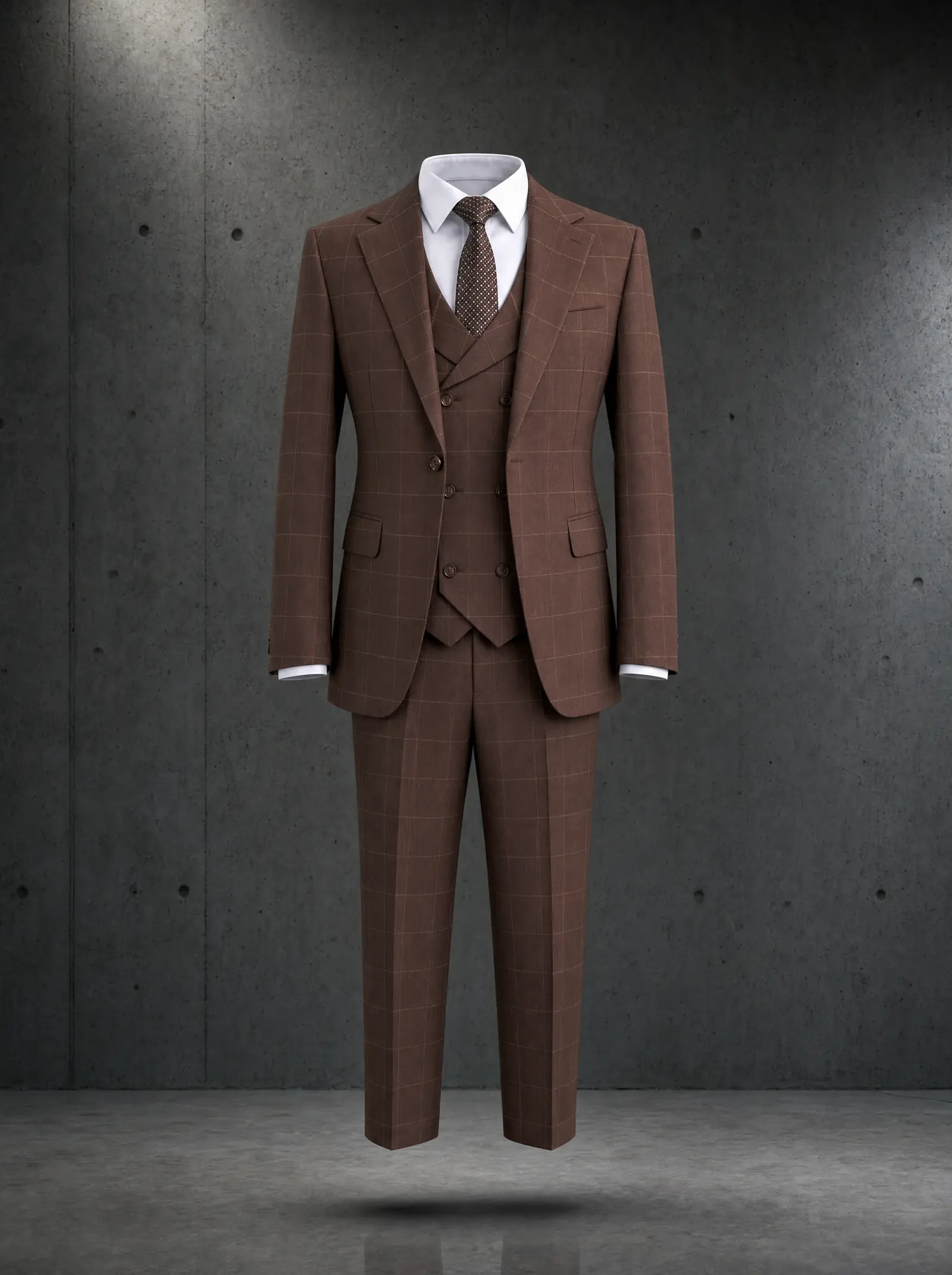 Brown windowpane Stratford three piece suit