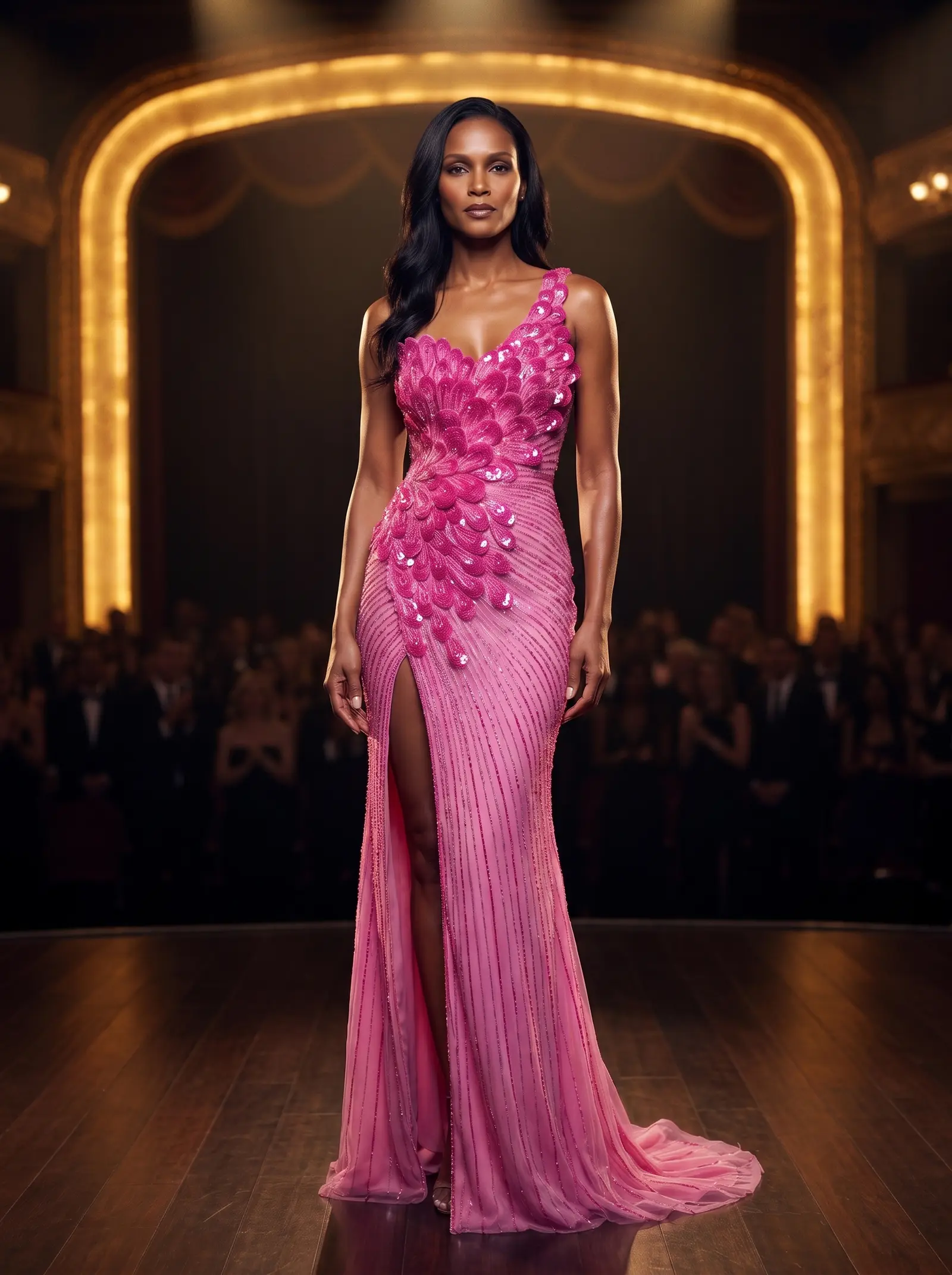 Fuchsia Plume gown occasion photograph