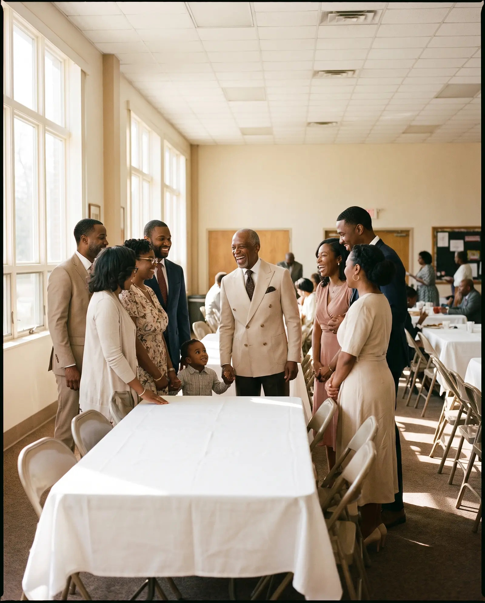 Cream and brown Gilead suit occasion photograph
