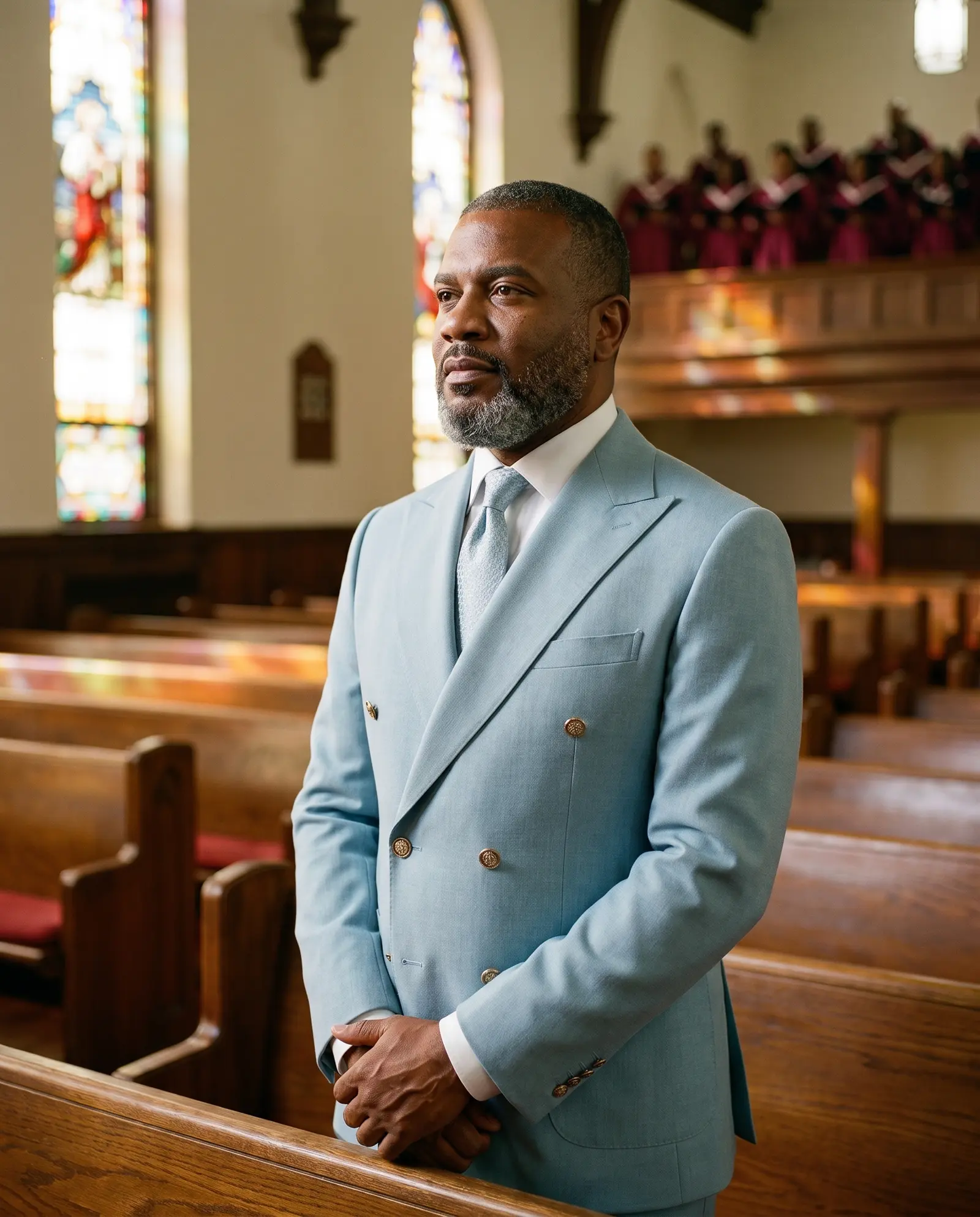 Pale aqua Shiloh suit occasion photograph