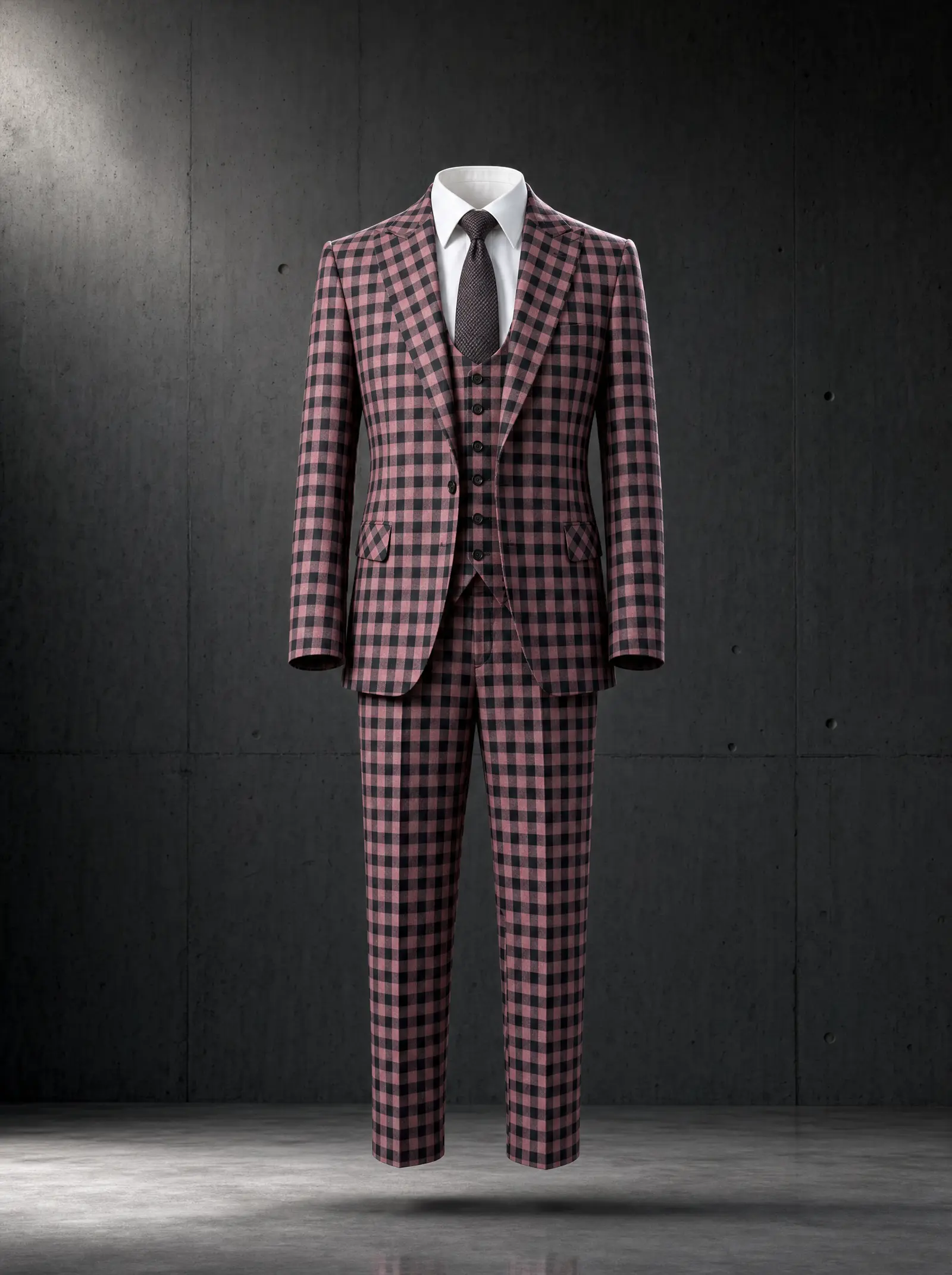 Pink and black gingham Jericho three piece suit, ghost