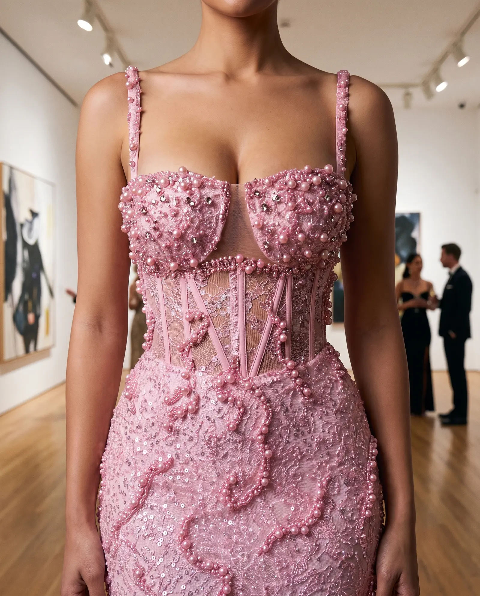 Baby pink Cameo column gown occasion photograph
