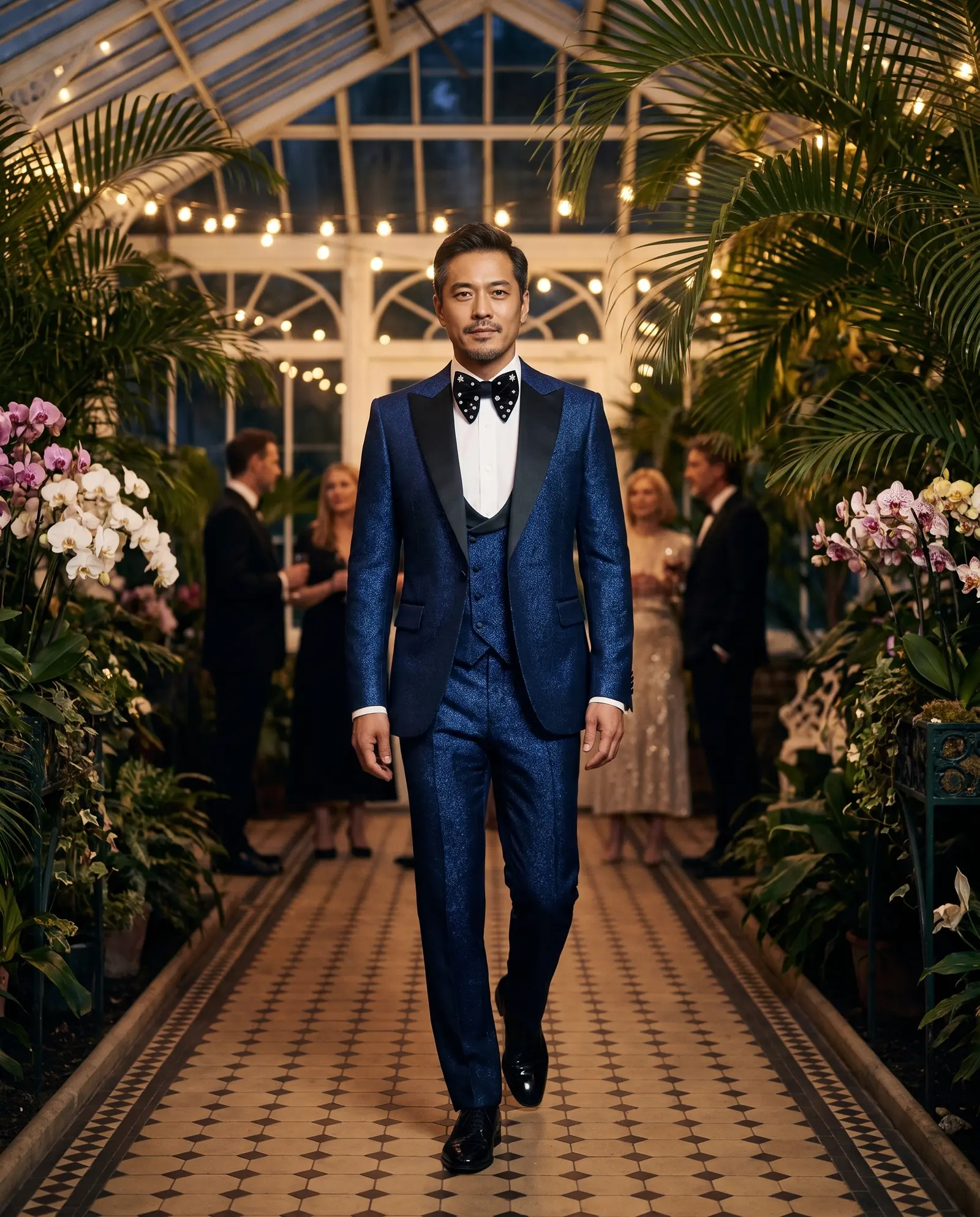 Royal blue jacquard Royal three piece tuxedo