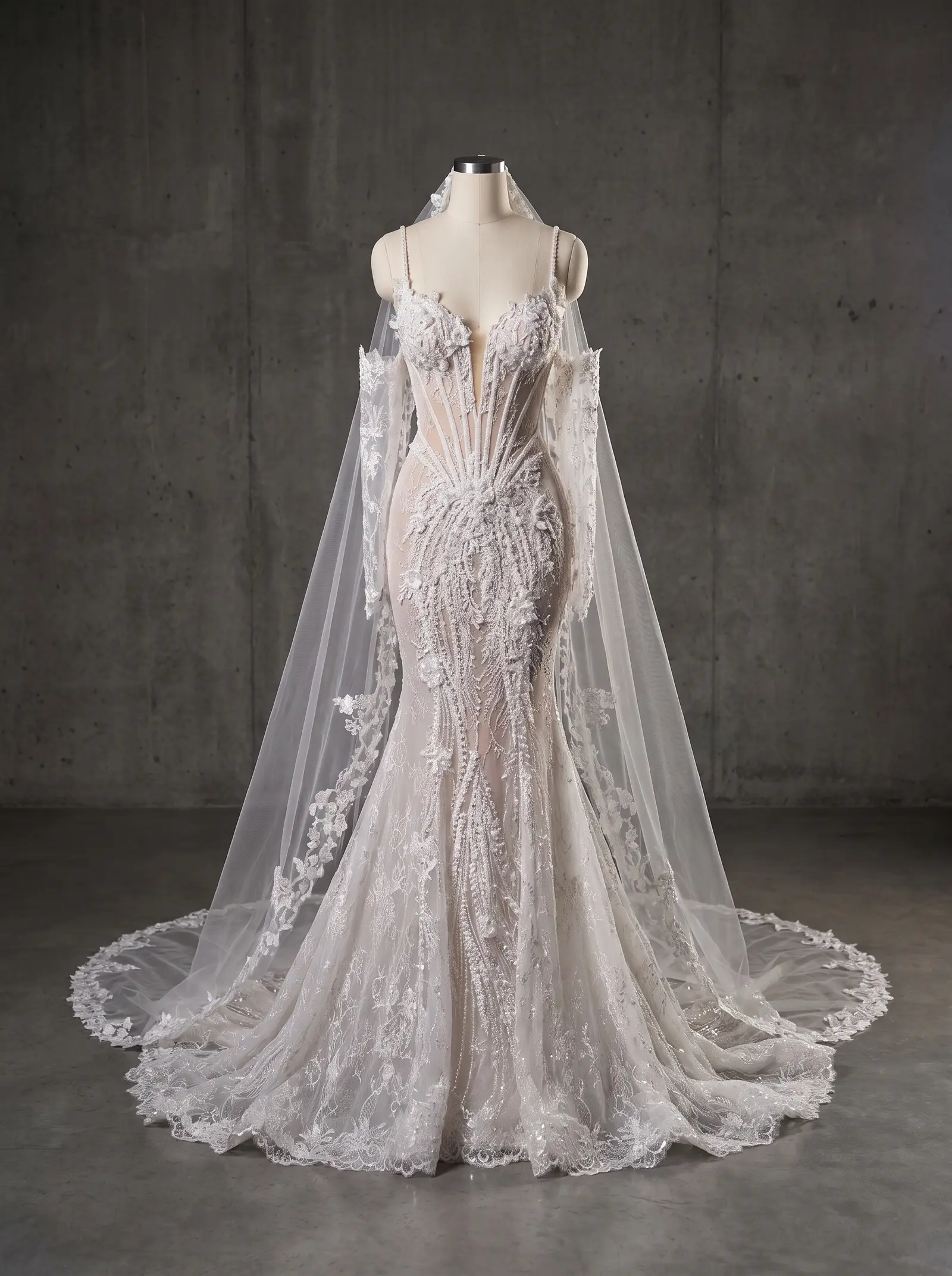 Ivory lace Devotion bridal gown, mannequin