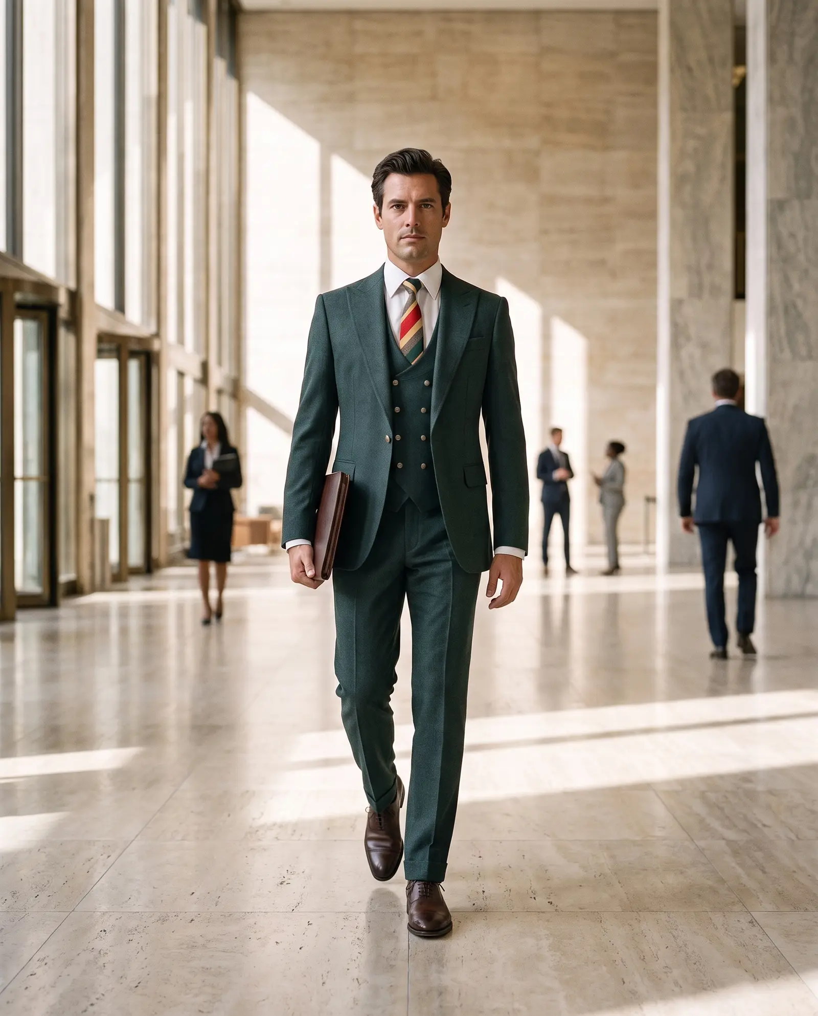Forest green Ashford three piece suit occasion photograph