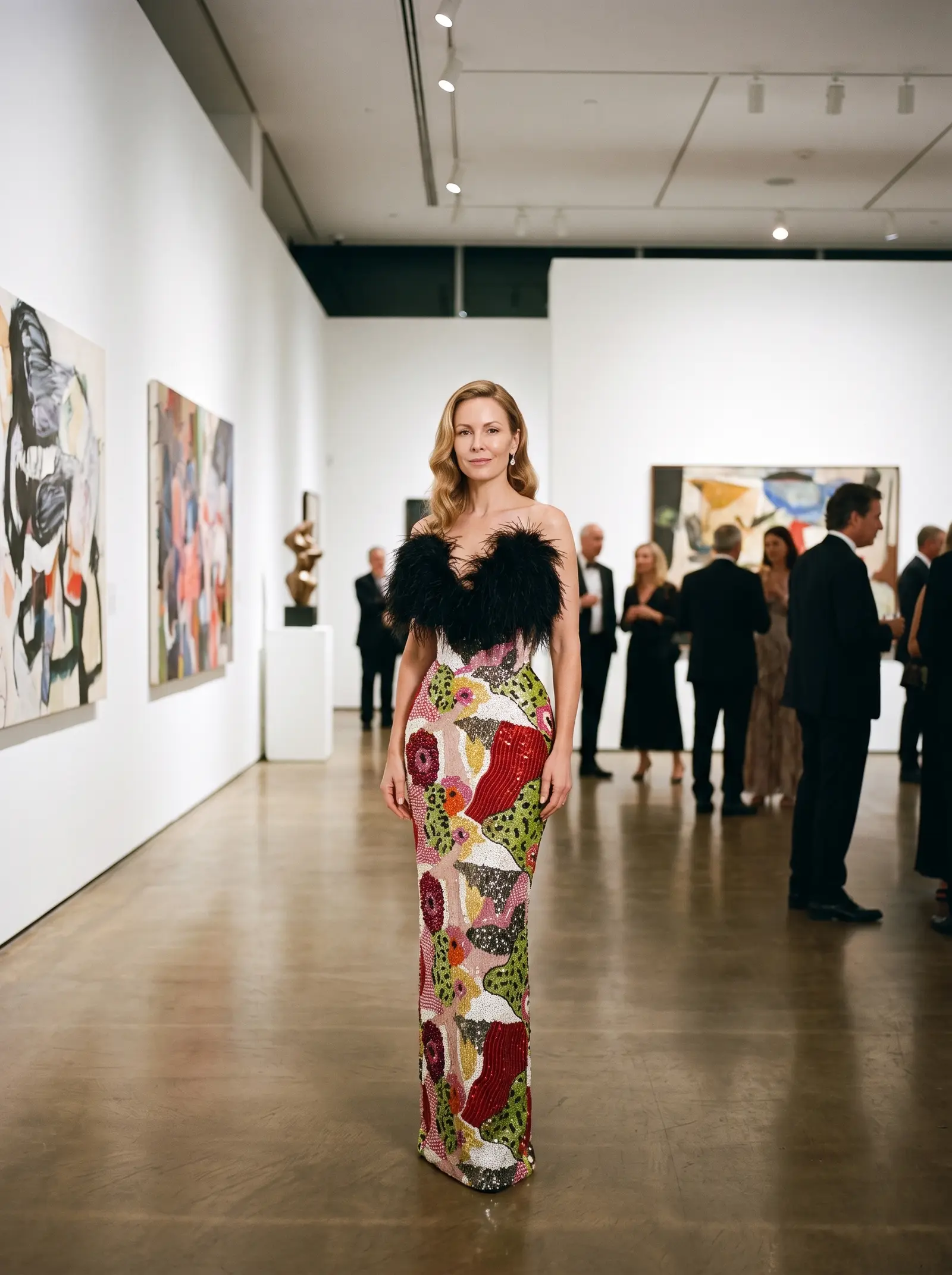 Mosaic Plumage column gown occasion photograph